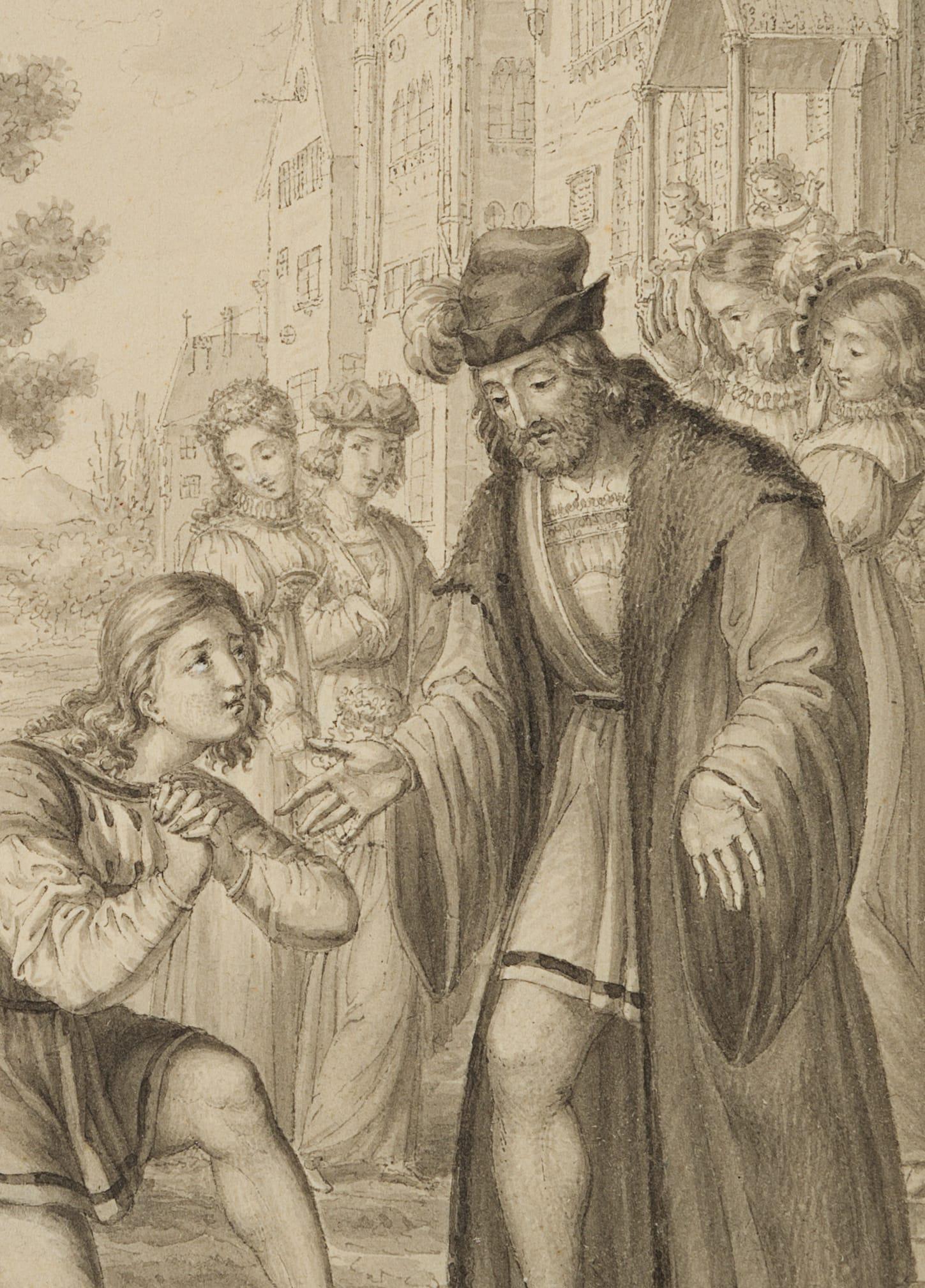 J.LIPS (1758-1817), Bruno, the prodigal son, around: Johann Heinrich Lips (1758 Kloten - 1817 Zürich), returns to the father, c. 1818, Indian ink Technique: Indian ink on Paper Inscription: Verso inscribed by another person: "". Date: c. 1818 Desc