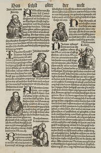 H. SCHEDEL (1440-1514), The sixth age of the world, 1496, Woodcut: Hartmann Schedel (1440 Nuremberg - 1514 ibid.): The sixth age of the world With clergymen and scholars of history, 1496, WoodcutTechnique: Woodcut on PaperInscription: Upper middle inscribed in