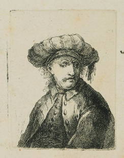 J. NOTHNAGEL (*1729), Man with turban, around 1771, Etching: Johann Andreas Benjamin Nothnagel (1729 Book on the forest - 1804 Frankfurt on the Main): Man with moustache and turban, c. 1771, Etching Technique: Etching on Paper Inscription: General information: