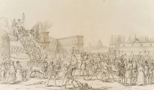 L. GIARR&#201; (1817-1846), Carnival celebration in the Boboli Garden,  1846, Pencil