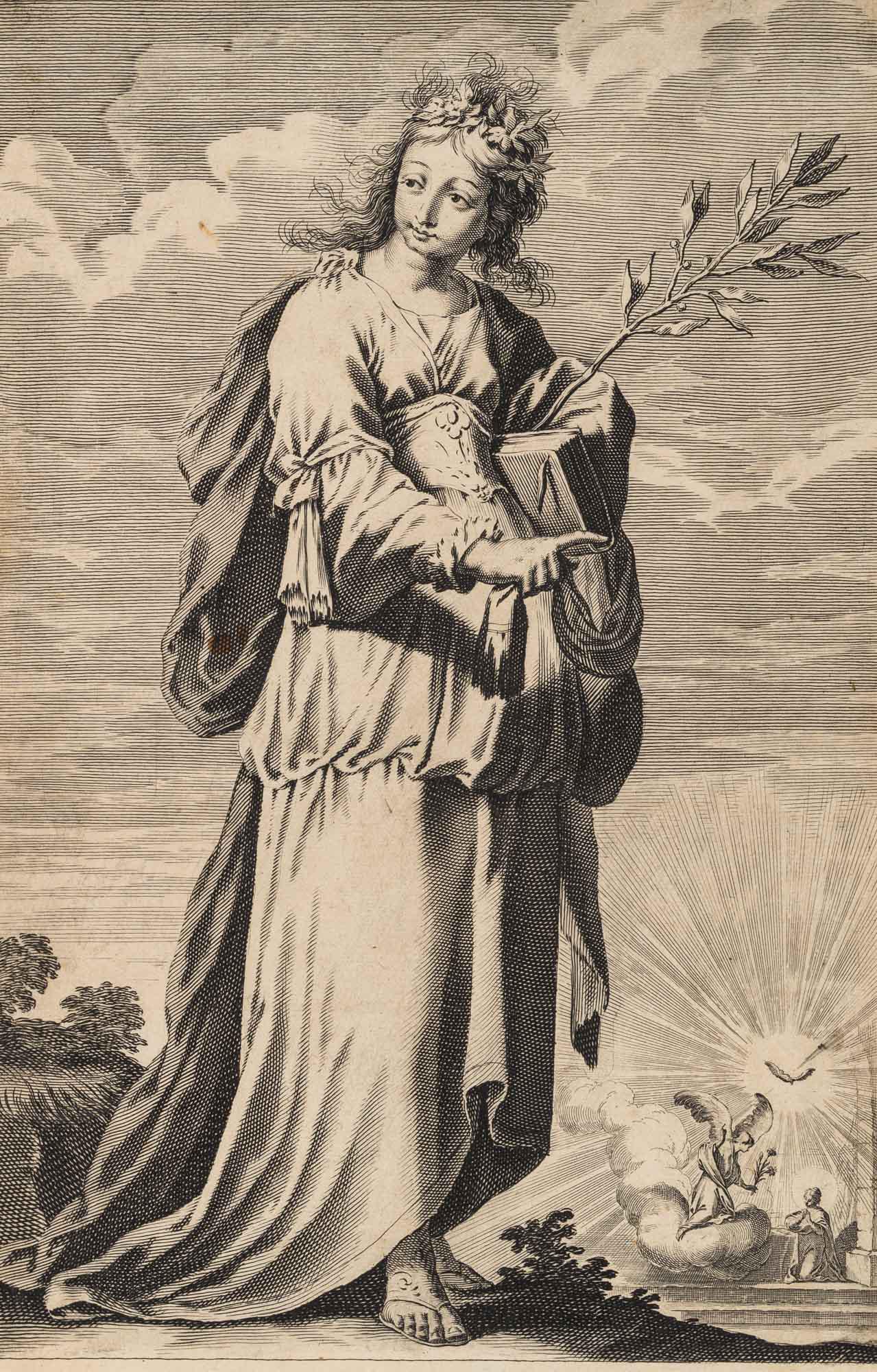 G. ROUSSELET (*1610) after VIGNON (*1593), The Cimmerian Sibyl, around 1635, Copper engraving: Gilles Rousselet (1610 Paris - 1686 ibid.) after Claude Vignon (1593 Towers - 1670 Paris): Sibille Cymeriene, The Cimmerian Sibyl, c. 1635, Copper engraving Technique: Copper engraving on Paper Stamp: