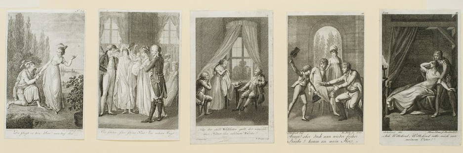 D. BERGER (*1744) after CHODOWIECKI (*1726), Fateful scenes, Etching: Daniel Berger (1744 Berlin - 1824 ibid.) after Daniel Nikolaus Chodowiecki (1726 Gdansk - 1801 Berlin): after Johann David SCHUBERT and Daniel Nikolaus CHODOWIECKI (1726 Danzig - 1801 Berlin), 10 prin