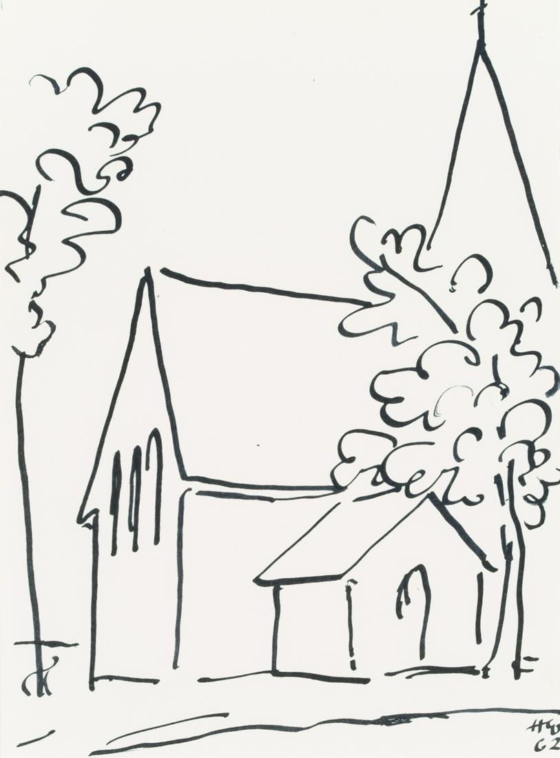 H. WINGLER (1896-1981), Old church on the island of Gotland,  1962, Felt-tip pen (1 of 7)