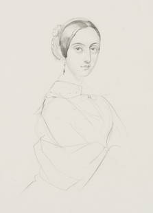 M. RUGENDAS (1802-1858), Elisa Brock Tupper y Zegers, around 1840, Pencil: Moritz Rugendas (1802 Augsburg - 1858 Weilheim (Teck)): Portrait of Elisa Brock Tupper y Zegers, c. 1840, Pencil Technique: Pencil on Paper Date: c. 1840 Description: Similar to Joseph Selleny, Johann