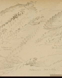 L. PRIMAVESI (*1871), Large octopus and squid, around 1895, Pencil: Leo Primavesi (1871 Cologne - after 1937 ): Large octopus and squid, c. 1895, Pencil Technique: Pencil on Paper Inscription: At the lower part inscribed by the artist's hand: "der große Octopus i