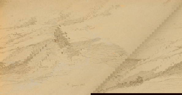 L. PRIMAVESI (*1871), Mountains on Capri, 1895, Pencil: Leo Primavesi (1871 Cologne - after 1937 ): Mountains on Capri, 1895, Pencil Technique: Pencil on Paper Inscription: Lower right monogrammed: "LP". Lower right inscribed by the artist's hand: "Capri".