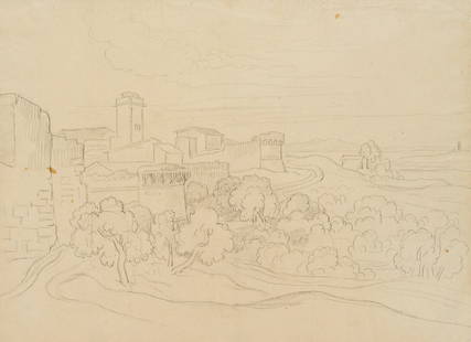 G. WALLIS (1761-1847), Fortified city, Italy, Pencil: George Augustus Wallis (1761 Merton (London) - 1847 Florence): Italian landscape with fortified town, 19th century, Pencil Technique: Pencil on Paper Date: 19th century Description: The view shows an