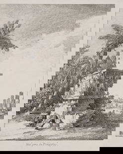 L. CASSAS (1756-1827), Ruins at the Macellum of Pozzuoli, 1784, Etching: Louis François Cassas (1756 Azay-le-Ferron - 1827 Versailles): Architectural fragments at the Macellum of Pozzuoli, 1784, Etching Technique: Etching on Paper Inscription: At the lower part signed