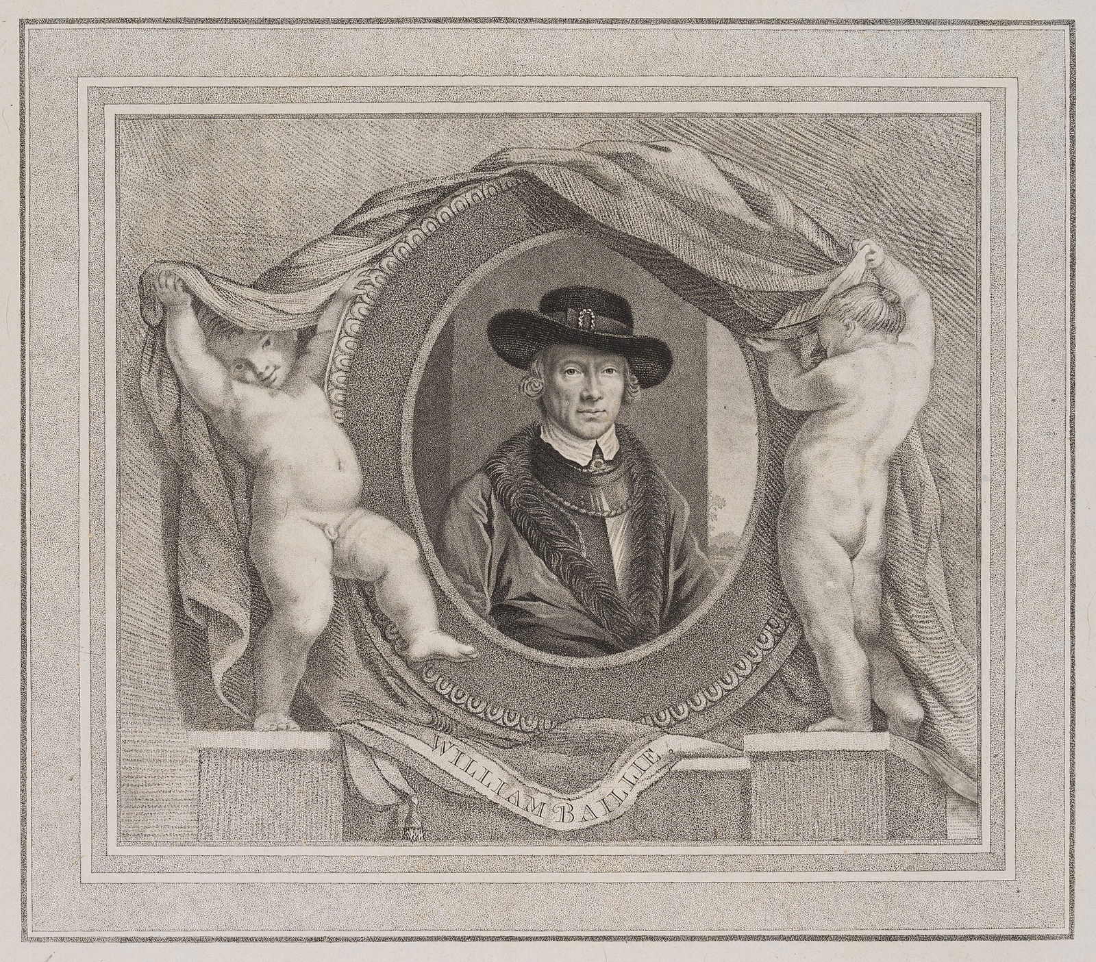 W. BAILLIE (*1723) after HONE (*1718), Self-portrait, 1783, Copper engraving: William Baillie (1723 Killbride (Carlow) - 1810 London) after Nathaniel Hone (1718 - 1730 ): Self-portrait, after the painting by Nathaniel Hone, 1783, Copper engraving Technique: Copper engraving on