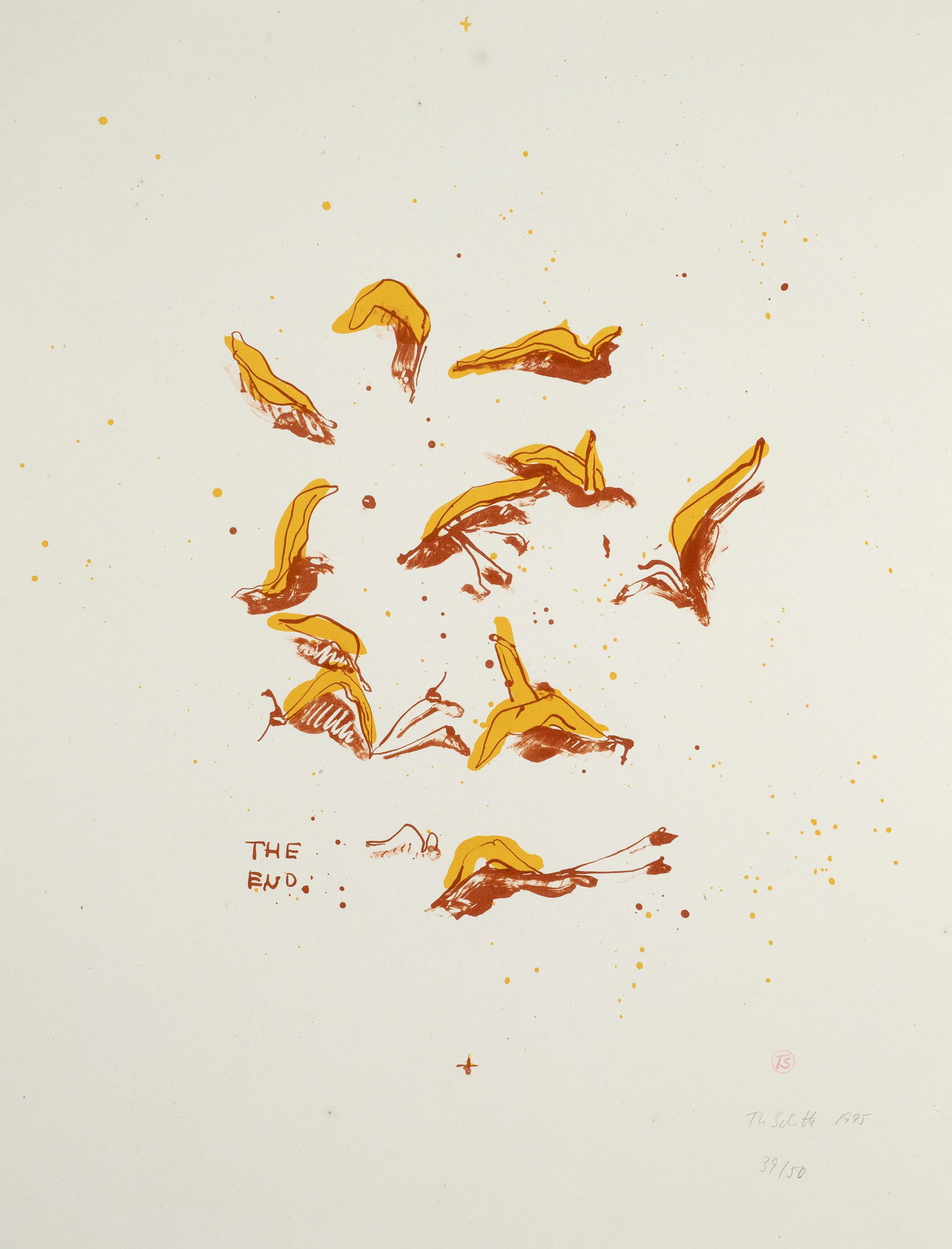 T. SCHÜTTE (*1954), Silly Lillies. The End, 1995, Colour lithography: Thomas Schütte (born 1954 Oldenburg): Silly Lillies The End Abstract nature motif with symbolic ending, 1995, Colour lithography Technique: Colour lithography on Paper Inscription: Lower right si