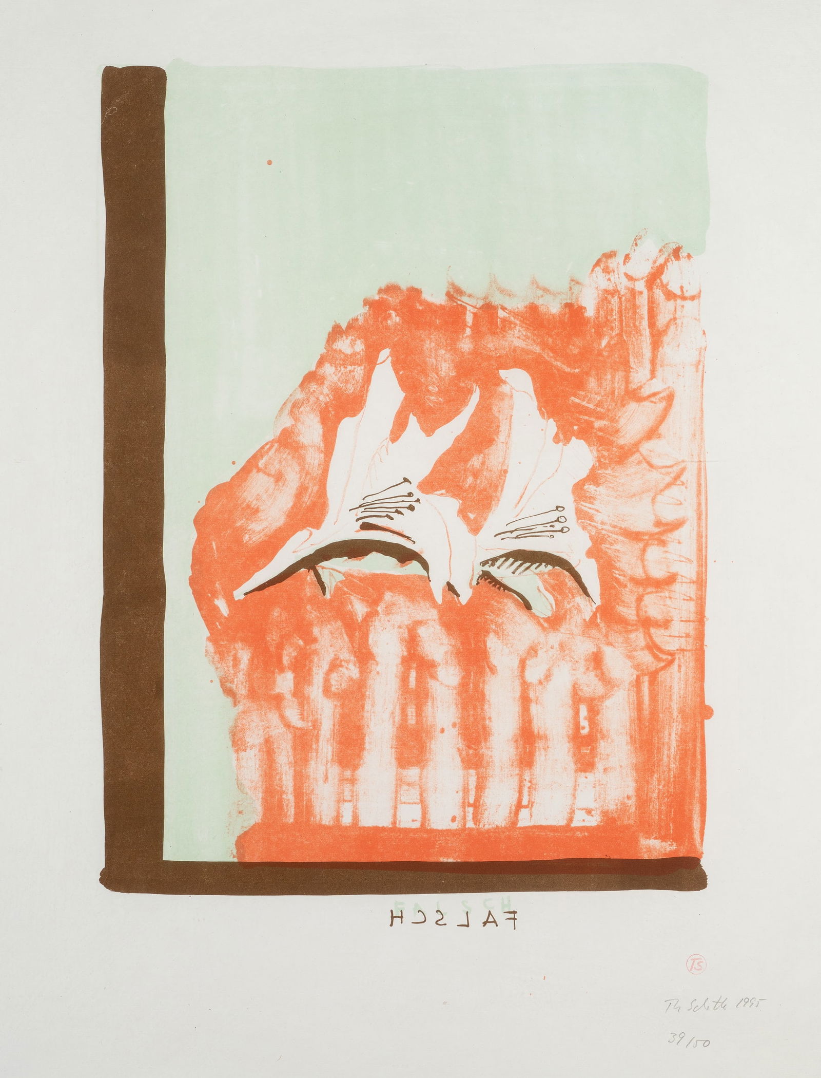 T. SCHÜTTE (*1954), Silly Lillies. Falsch, 1995, Colour lithography: Thomas Schütte (born 1954 Oldenburg): Silly Lillies Wrong Abstract representation in harmonious colour balance, 1995, Colour lithography Technique: Colour lithography on Paper Stamp: Lower right