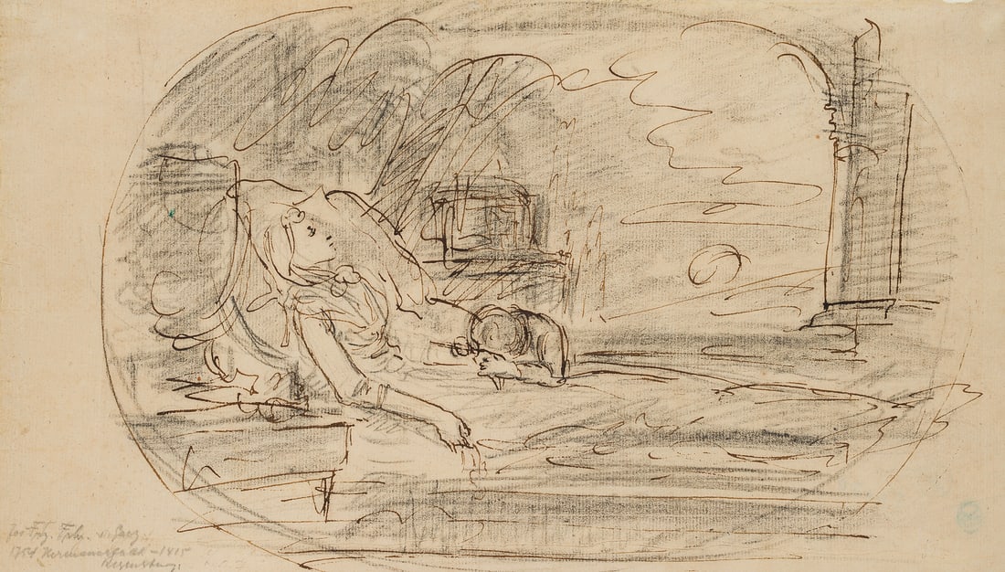 J. GOEZ (1754-1815), Mother with a grieving child, around 1790, Pen drawing (1 of 8)