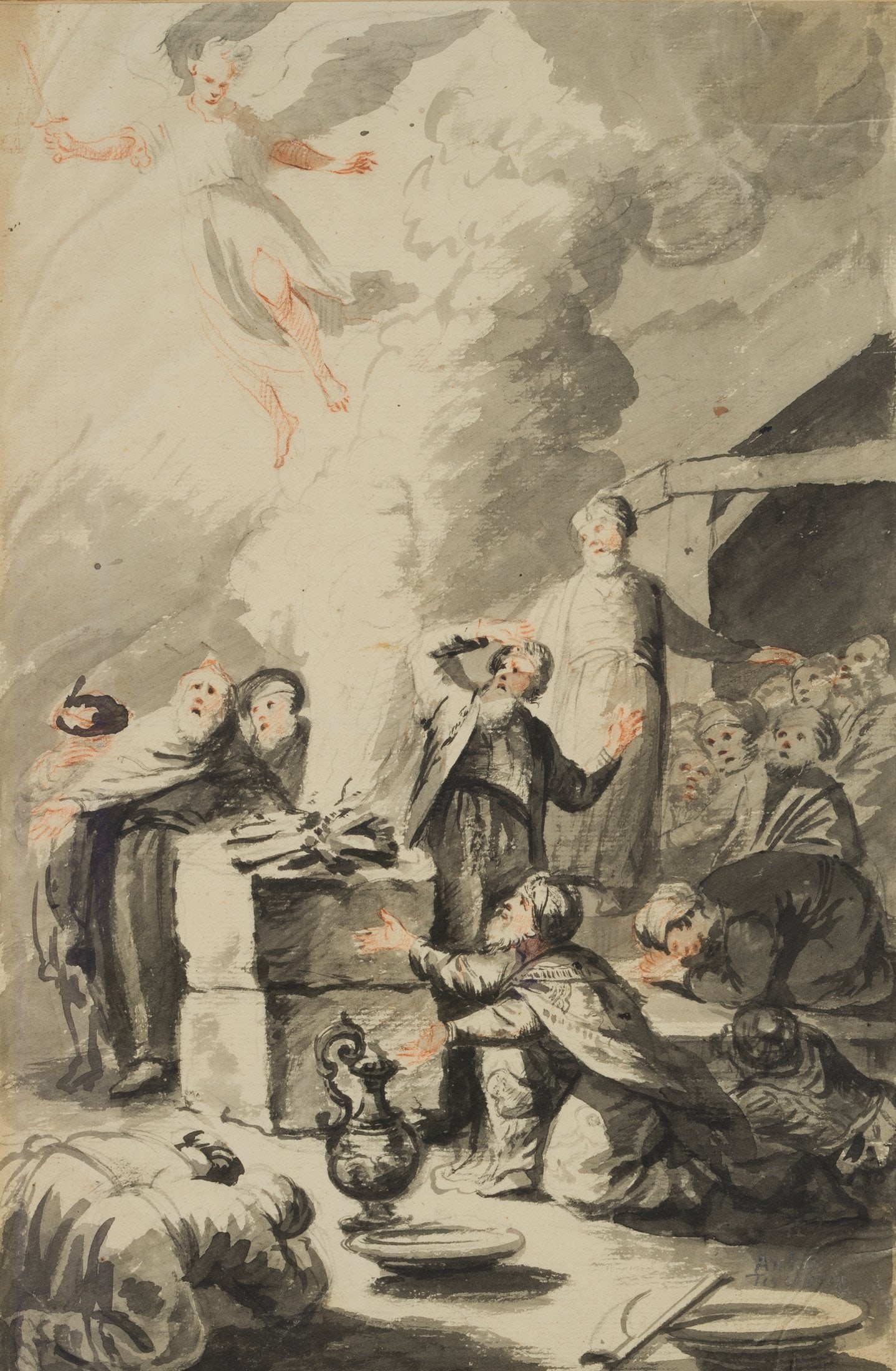 A. TISCHBEIN (*1720) attributed, The Sacrifice of Isaac, Indian ink (1 of 5)