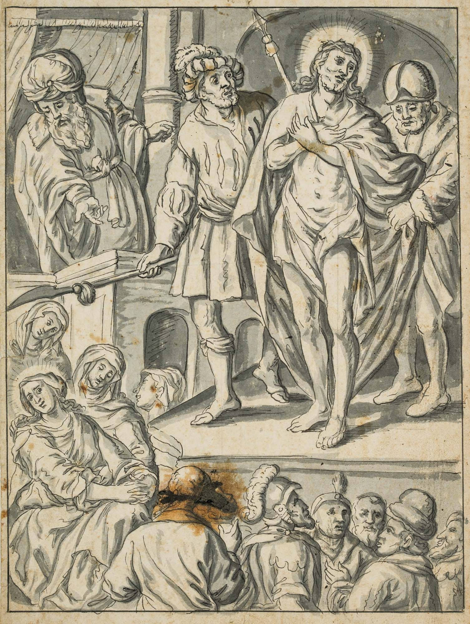 Unknown (18th), Ecce homo, grisaille, around 1750, Watercolor (1 of 4)