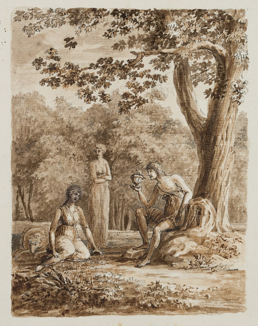 Unknown (18th), Mythological scene, around 1780, Brush drawing (1 of 4)