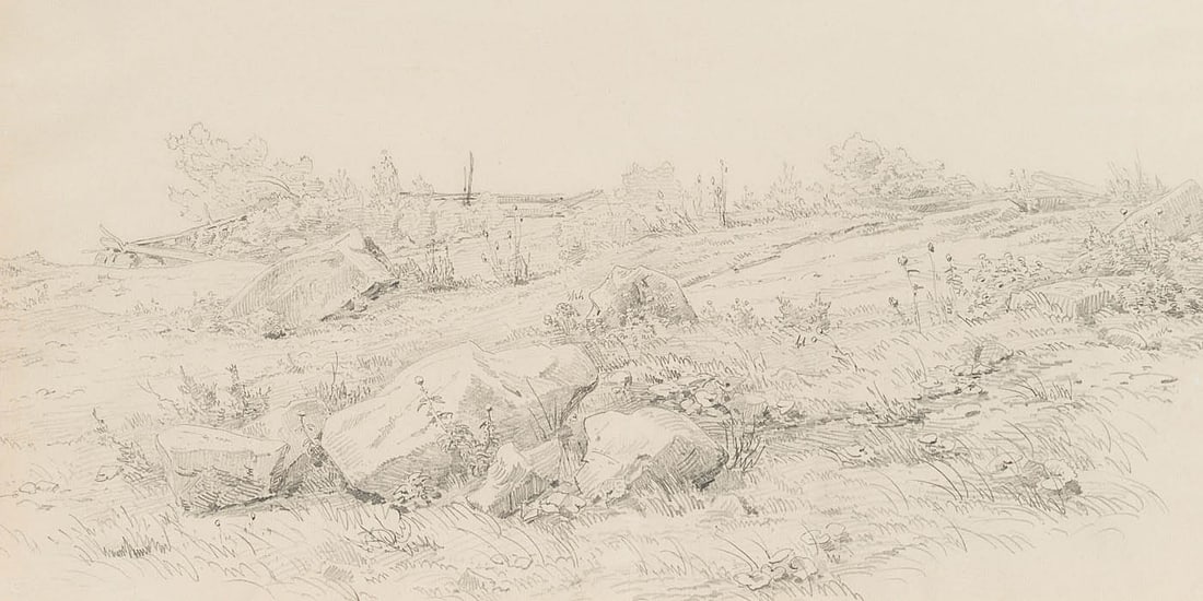 H. BECKMANN (1809-1882), landscape, Pencil: Hans Beckmann (1809 - 1882 ): landscape, 19th century, Pencil Technique: Pencil on Paper Inscription: With estate stamp affixed to verso. Date: 19th century Description: Very beautiful landscape study