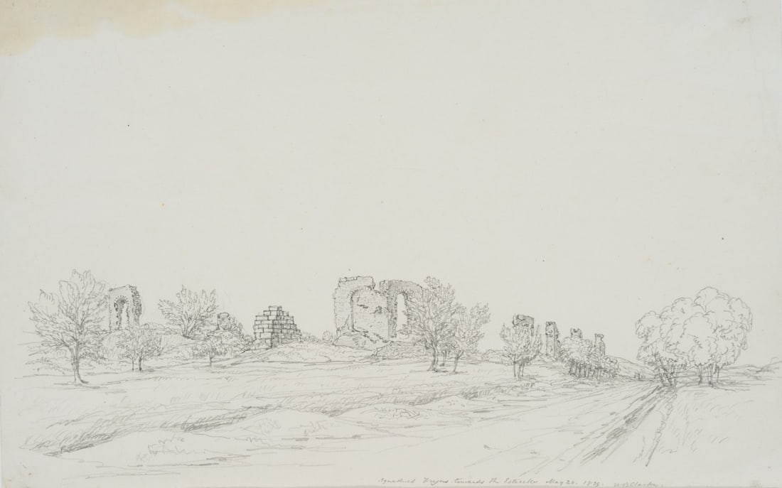 W. CLARKE (1806-1865), The Fréjus Aqueduct (Var), 1839, Pencil: William Barnard Clarke (1806 Cheshunt, Hertfordshire - 1865 Freiburg im Breisgau): The aqueduct of Fréjus (Var) Ruins of Roman architecture, 1839, Pencil Technique: Pencil on Paper Inscription: L