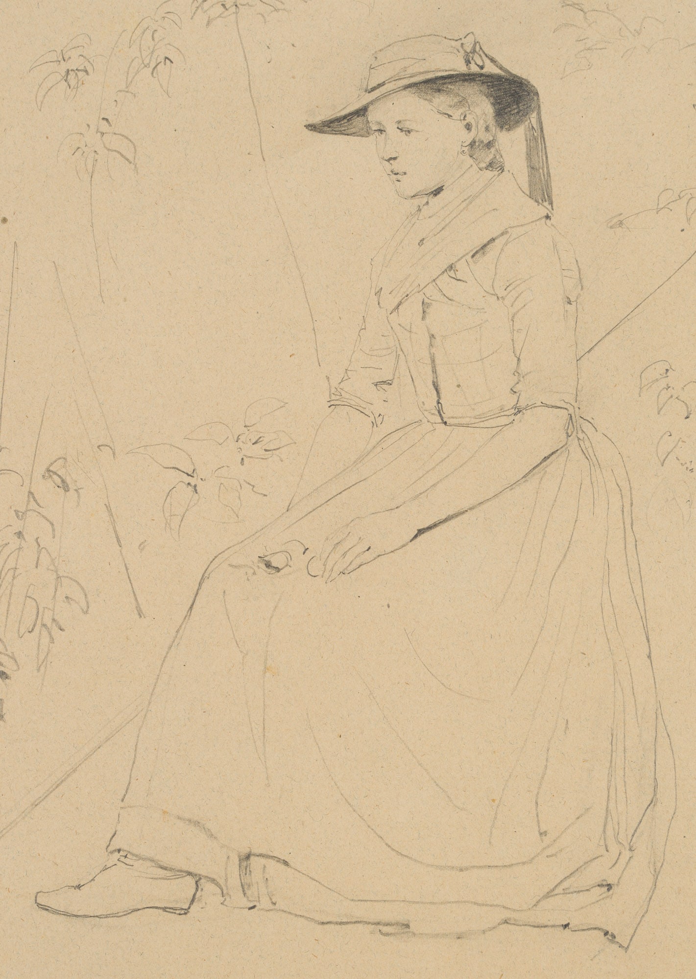 K. ENDERLEIN (*1872), Girl in traditional dress, Pencil (1 of 4)