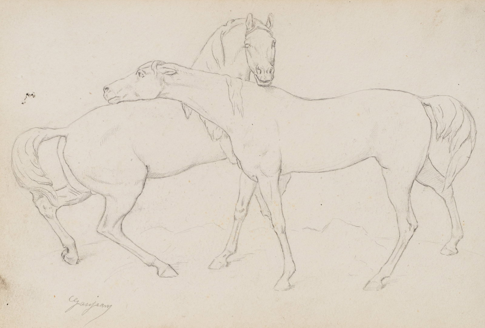 GANJEAN (19th), Two horses, around 1868, Pencil (1 of 5)