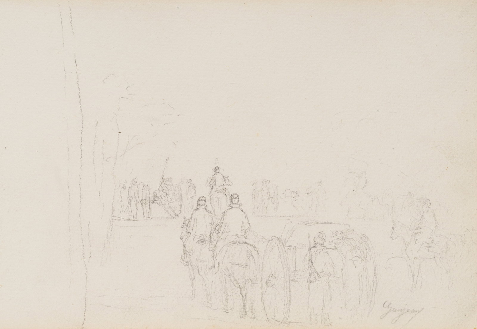 GANJEAN (19th), French artillery platoon, around 1868, Pencil (1 of 5)
