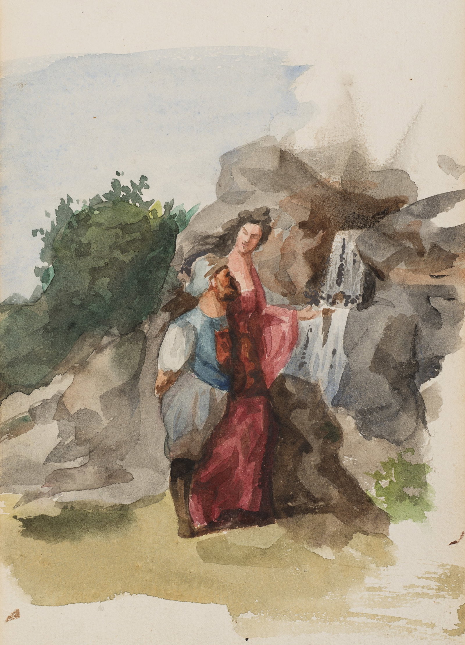 GANJEAN (19th), A Fairytale Spring, around 1868, Watercolor (1 of 5)