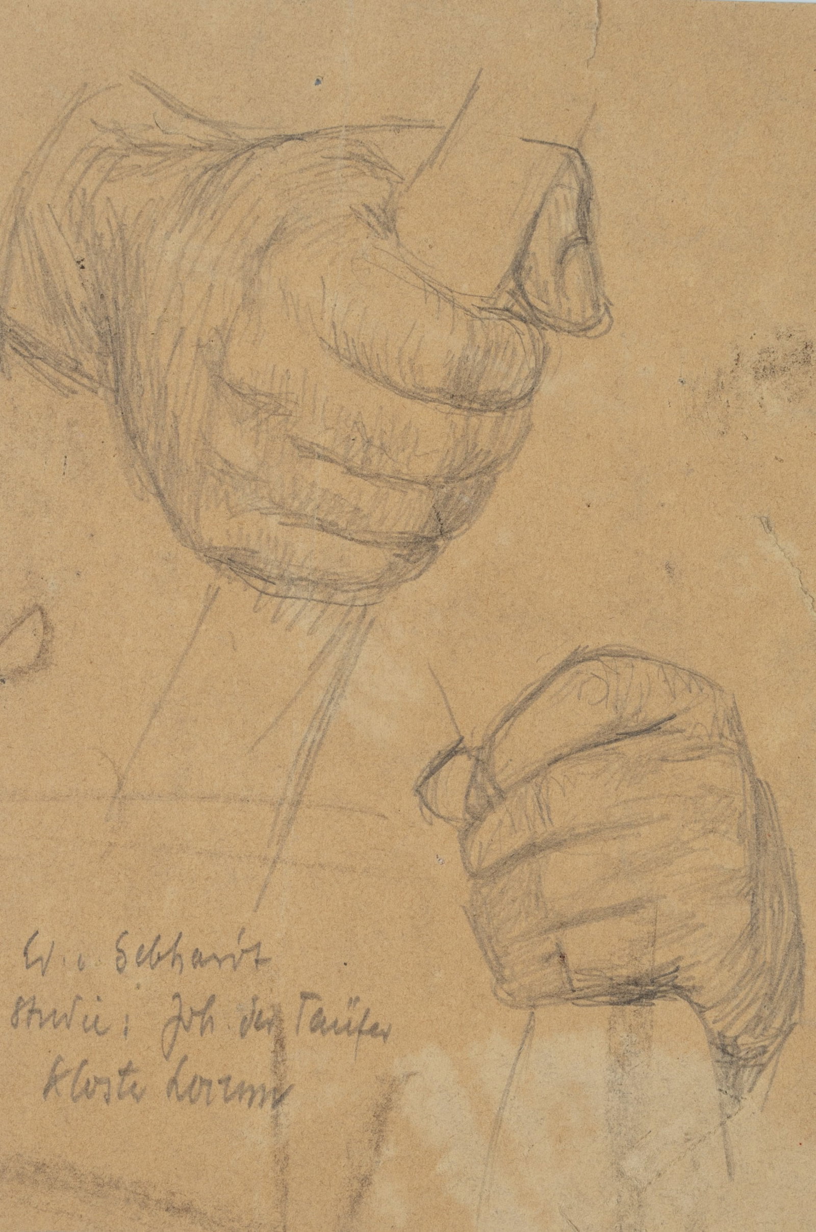 E. GEBHARDT (1838-1925), Hand study, around 1890, Pencil (1 of 4)