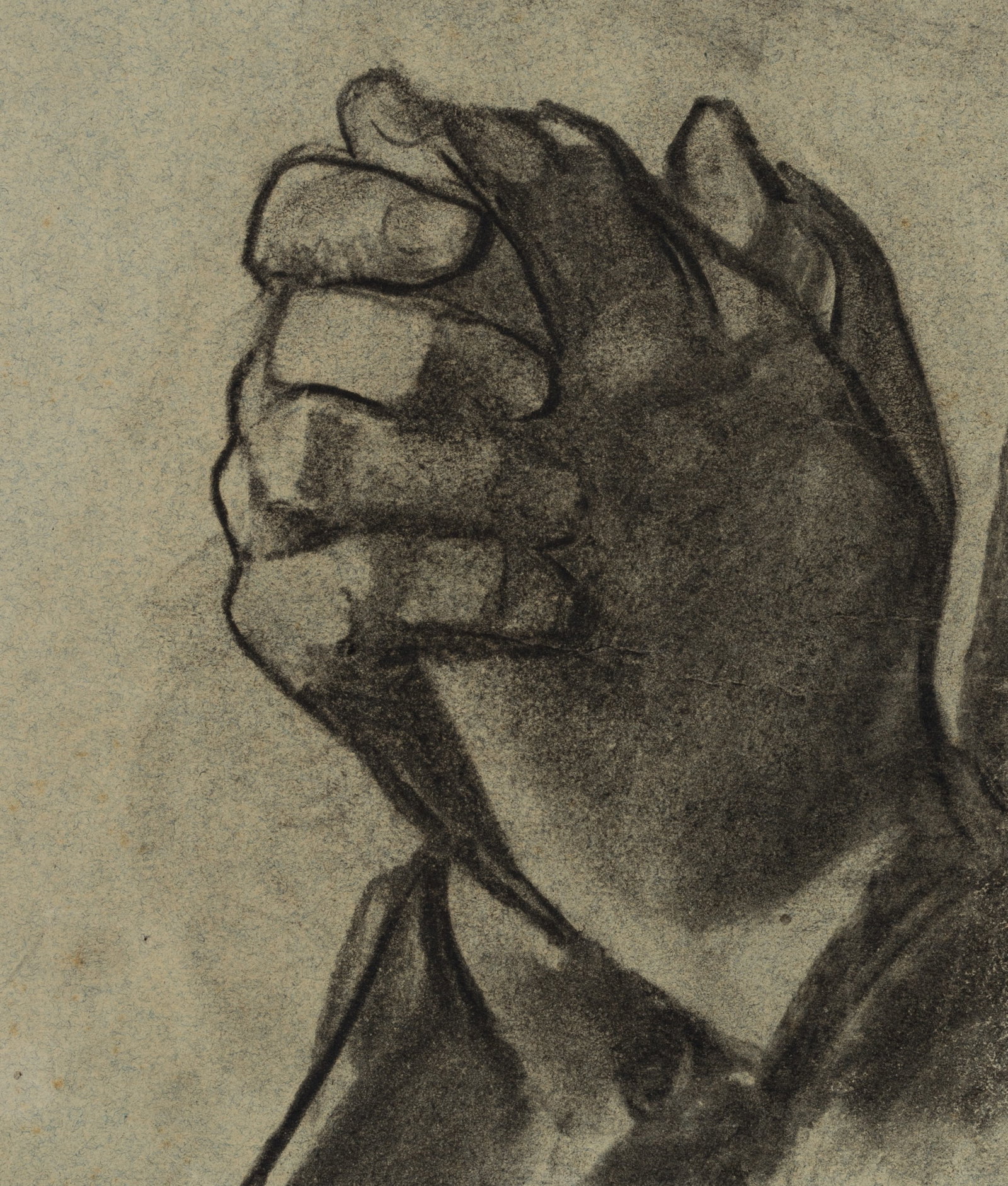 E. GEBHARDT (1838-1925), Hands in prayer, around 1884, Charcoal (1 of 4)