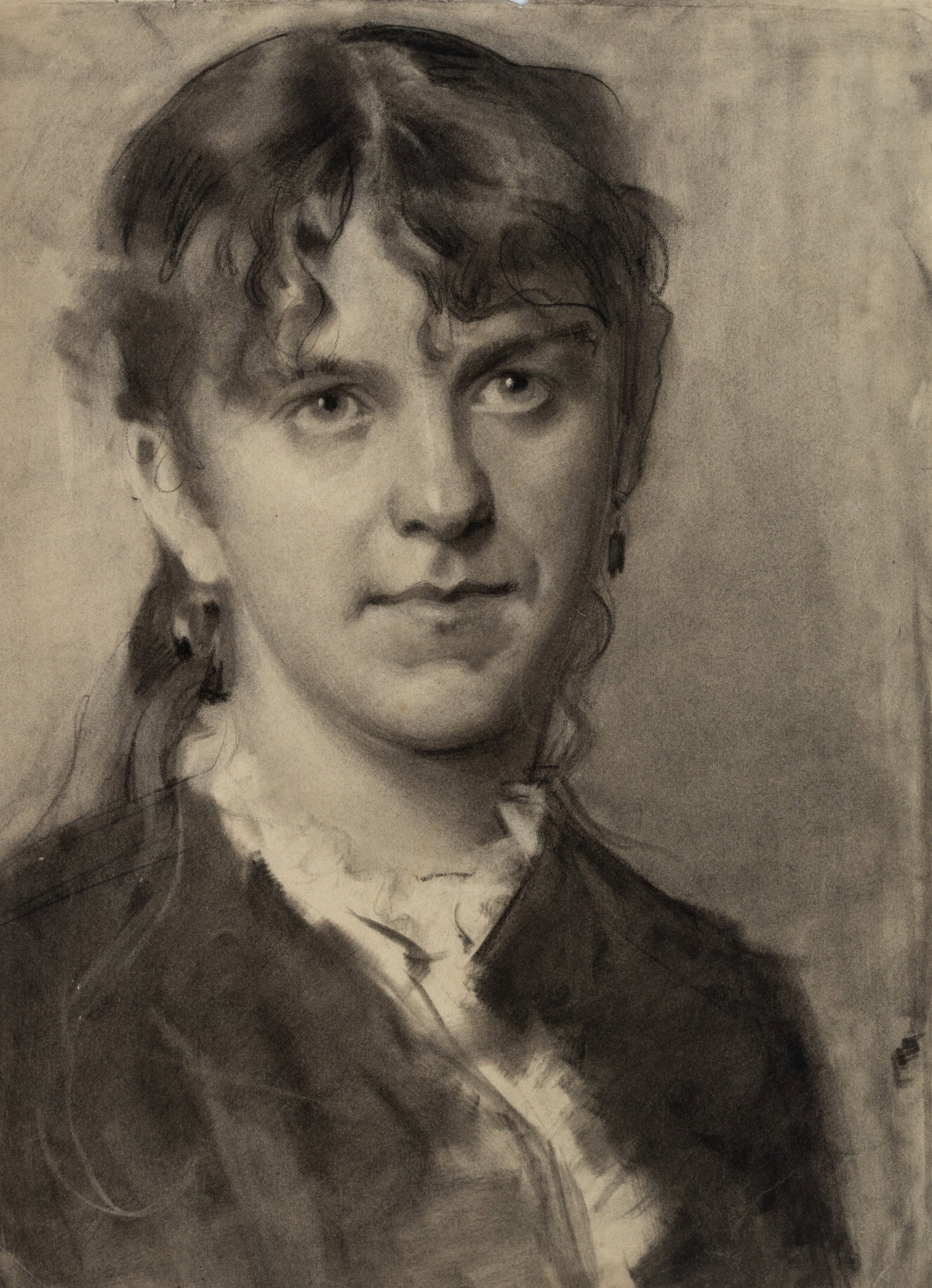 E. GEBHARDT (1838-1925) Circle, Portrait of a Woman, around 1880, Charcoal (1 of 4)
