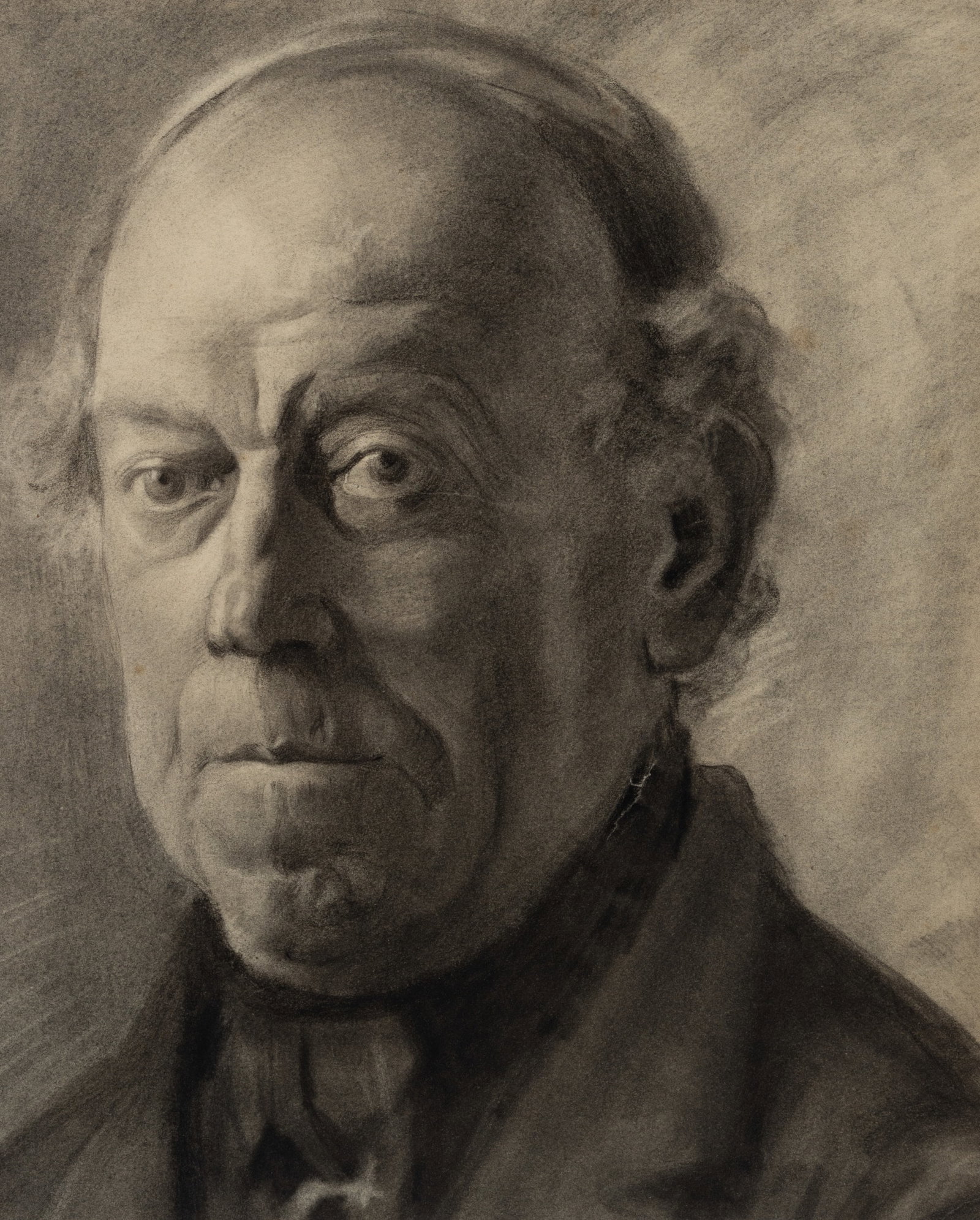 E. GEBHARDT (1838-1925) Circle, Portrait of a man, around 1880, Charcoal (1 of 4)