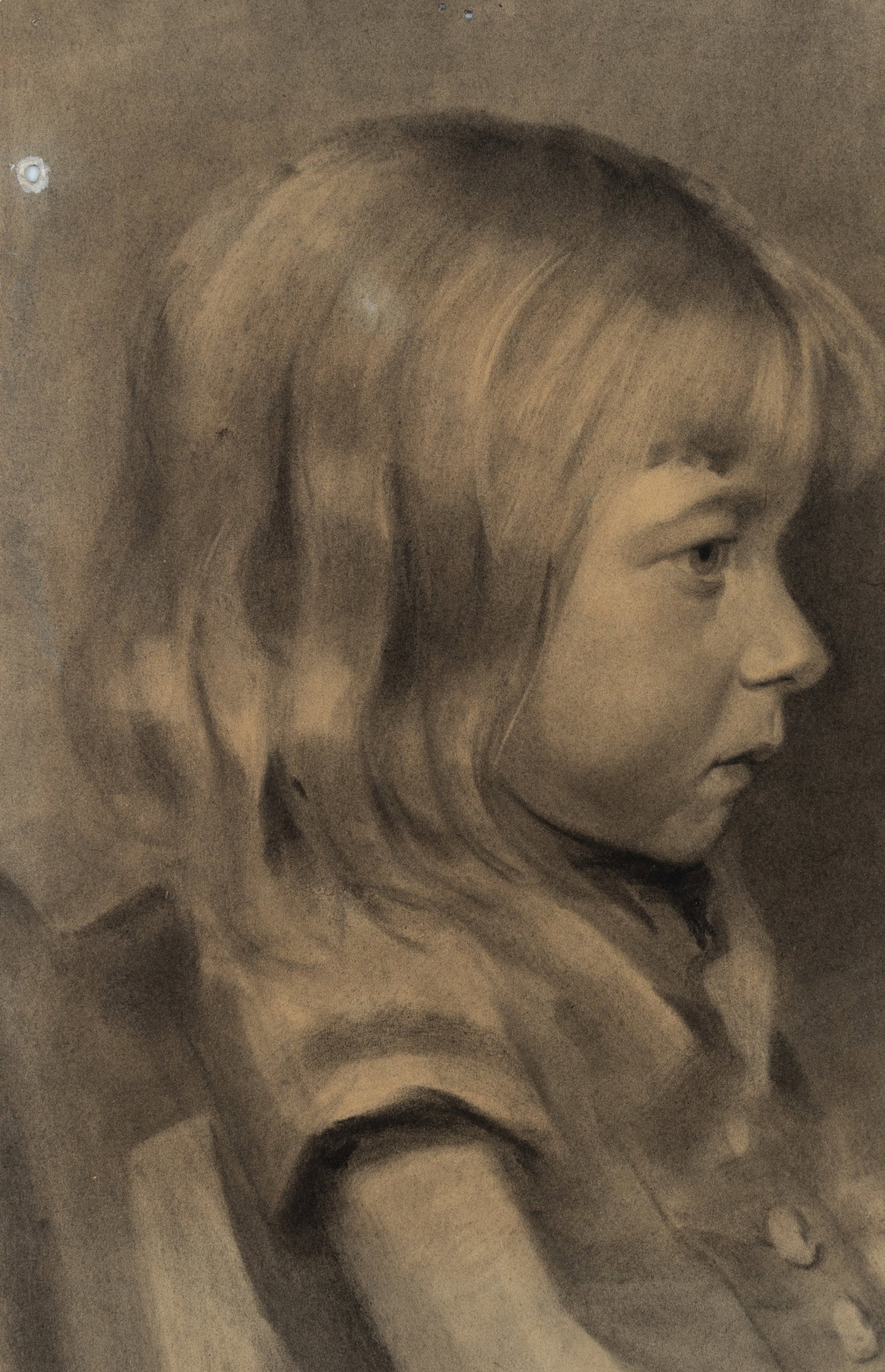 E. GEBHARDT (1838-1925) Circle, Portrait of a Girl, around 1880, Charcoal (1 of 4)