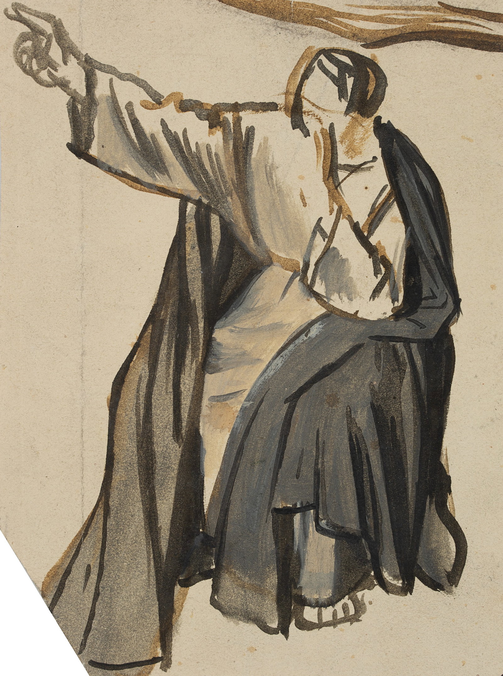 E. GEBHARDT (1838-1925), Figure study, around 1884, Pencil: Eduard von Gebhardt (1838 St. John - 1925 Düsseldorf): Figure Study of Christ on "Jesus and the Adulteress" in Loccum Monastery, c. 1884, Pencil Technique: Pencil on Paper Inscription: Verso sign