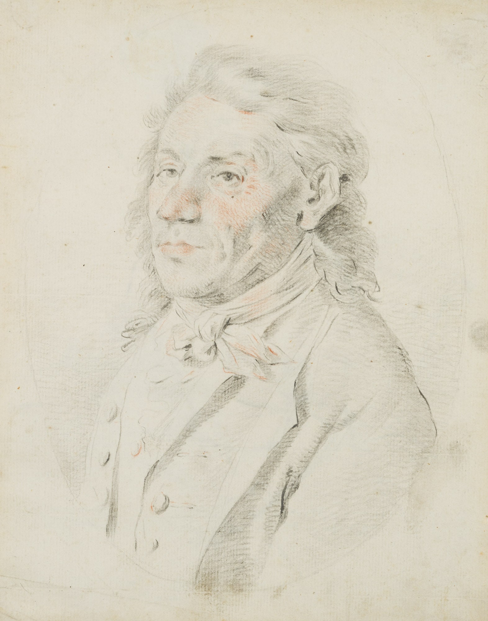 C. HALLER VON HALLERSTEIN (*1771) attributed, A man's chest portrait, Red chalk drawing (1 of 5)