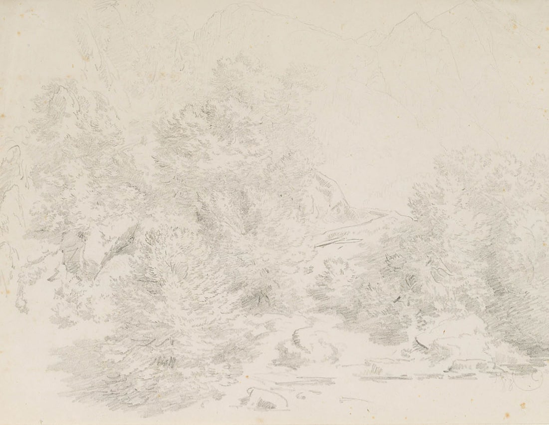H. HEINLEIN (1803-1885), Mountain landscape, Pencil (1 of 5)