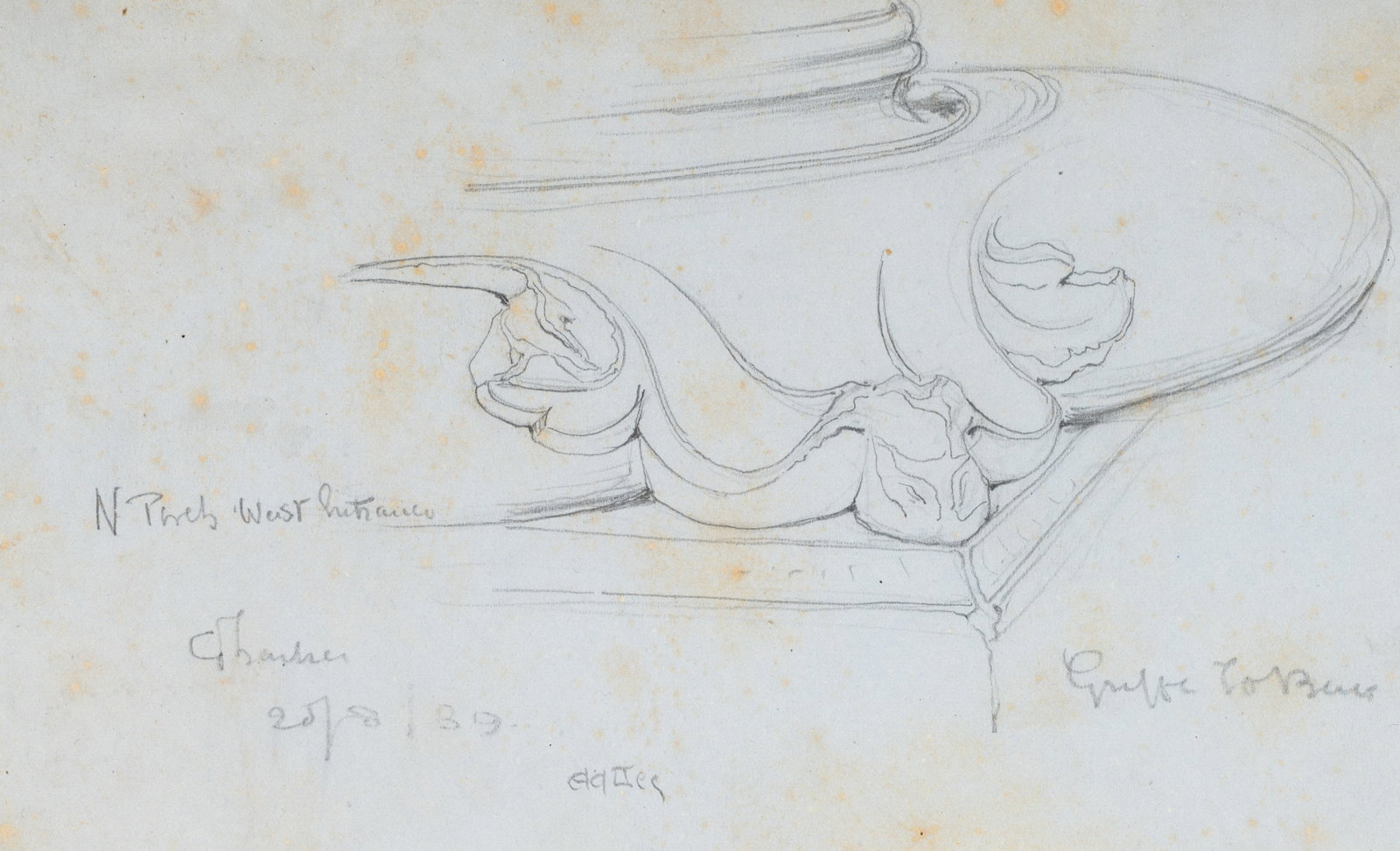 E. LEE (19th), Base of a column. Chartres, 1869, Pencil (1 of 5)