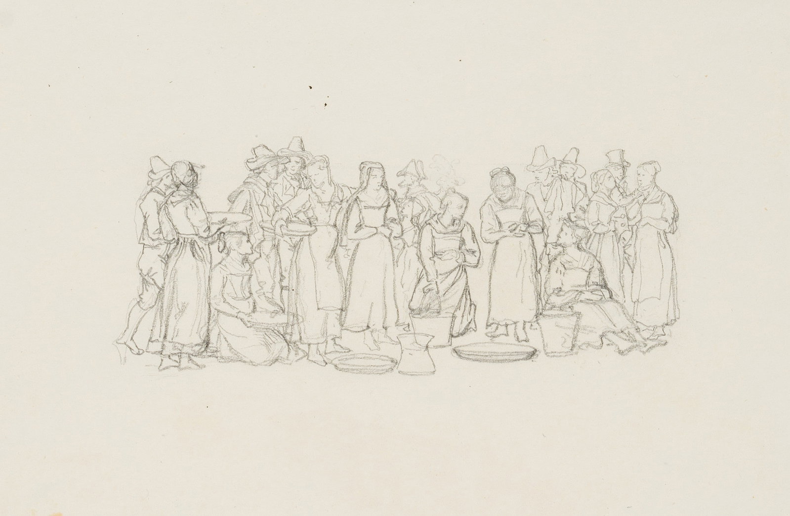 M. NEHER (1798-1876), Figures in traditional Italian dress, around 1830, Pencil (1 of 4)