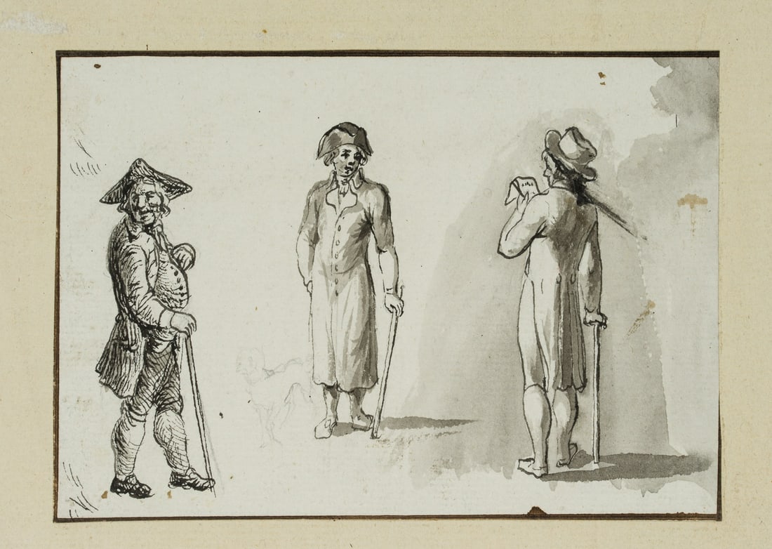 A. RADL (1774-1852), Traditional Costume Study, Men’s Fashion, around 1800, Pen drawing (1 of 4)