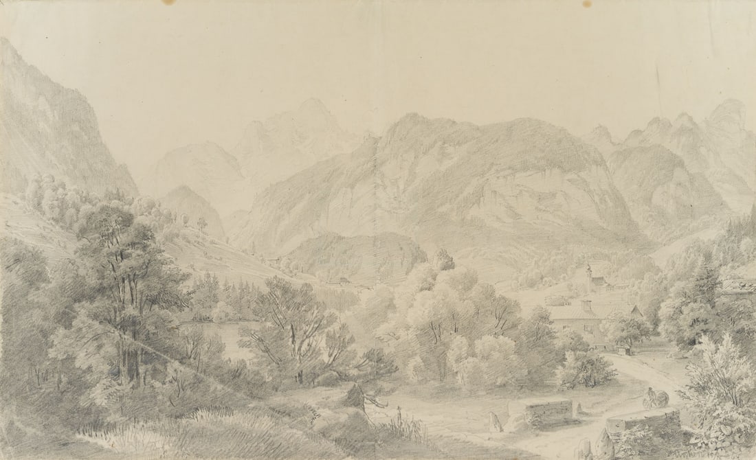 M. REISENEGGER (19th), Toads in the Saalachtal valley in Salzburg, Pencil: Max Reisenegger (19th century): Toads in the Saalachtal valley in Salzburg, 19th century, Pencil Technique: Pencil on Paper Stamp: Collector's stamp, Georg und Dr. F. Wilhelm Denzel. Munich. 20th cent