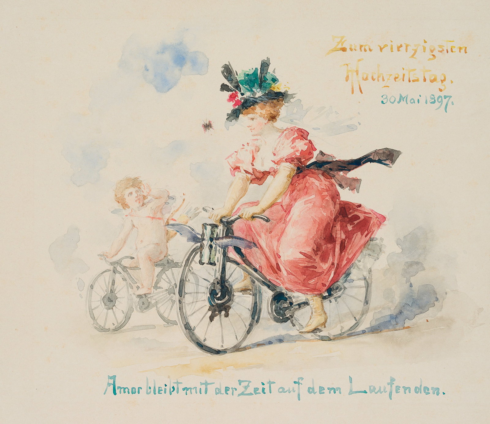 F. RENTSCH (1867-1946), To mark their fortieth wedding anniversary, 1897, Watercolor (1 of 4)