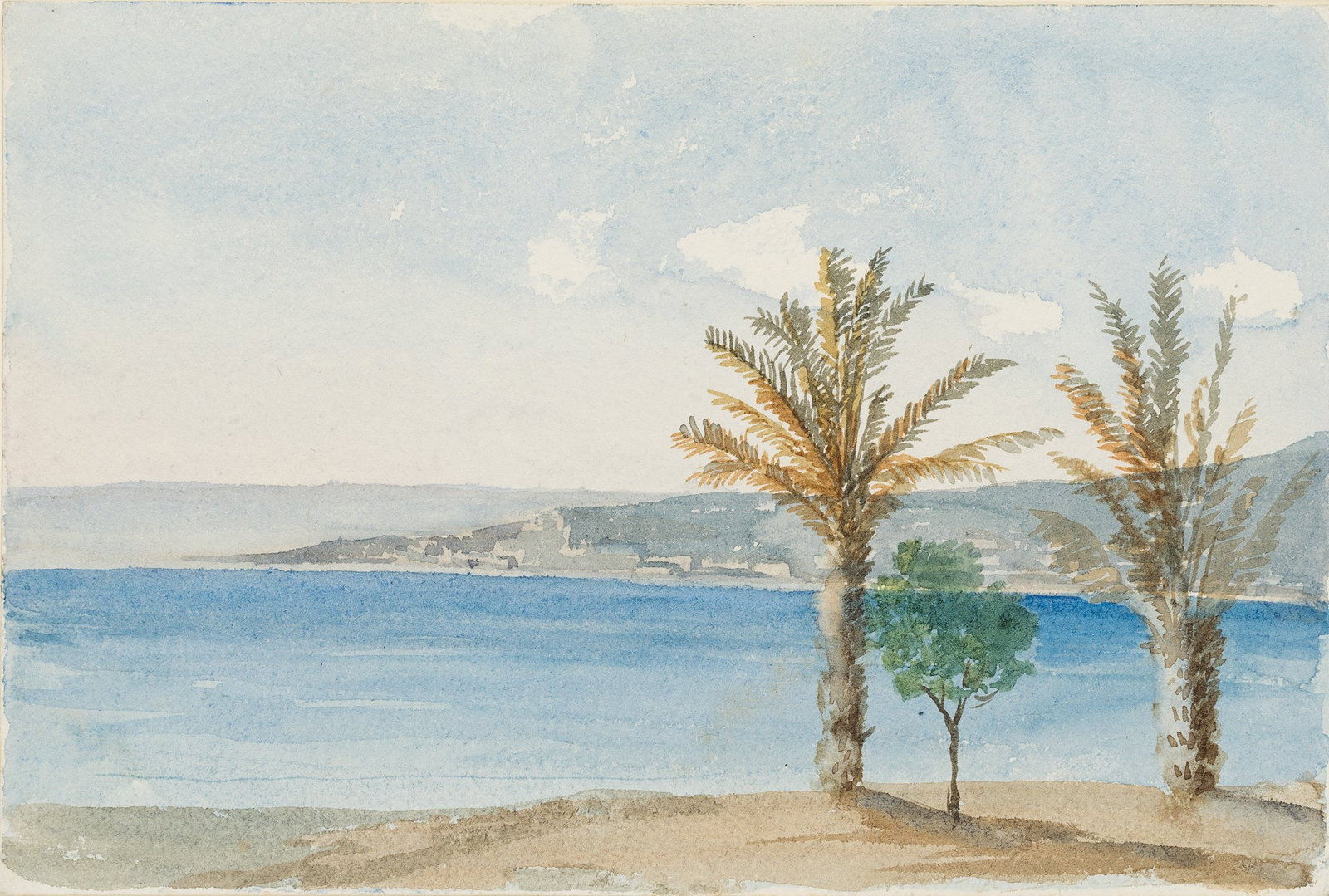 M. SAVIGNY (1831-1905), The Mediterranean coast near Nervi, 1881, Watercolor: Marie von Savigny (1831 Boitzenburg - 1905 ): Mediterranean coast with palm trees near Nervi, 1881, Watercolor Technique: Watercolor on Paper Inscription: Verso inscribed: "Nervi 81". Date: 1881 Descr