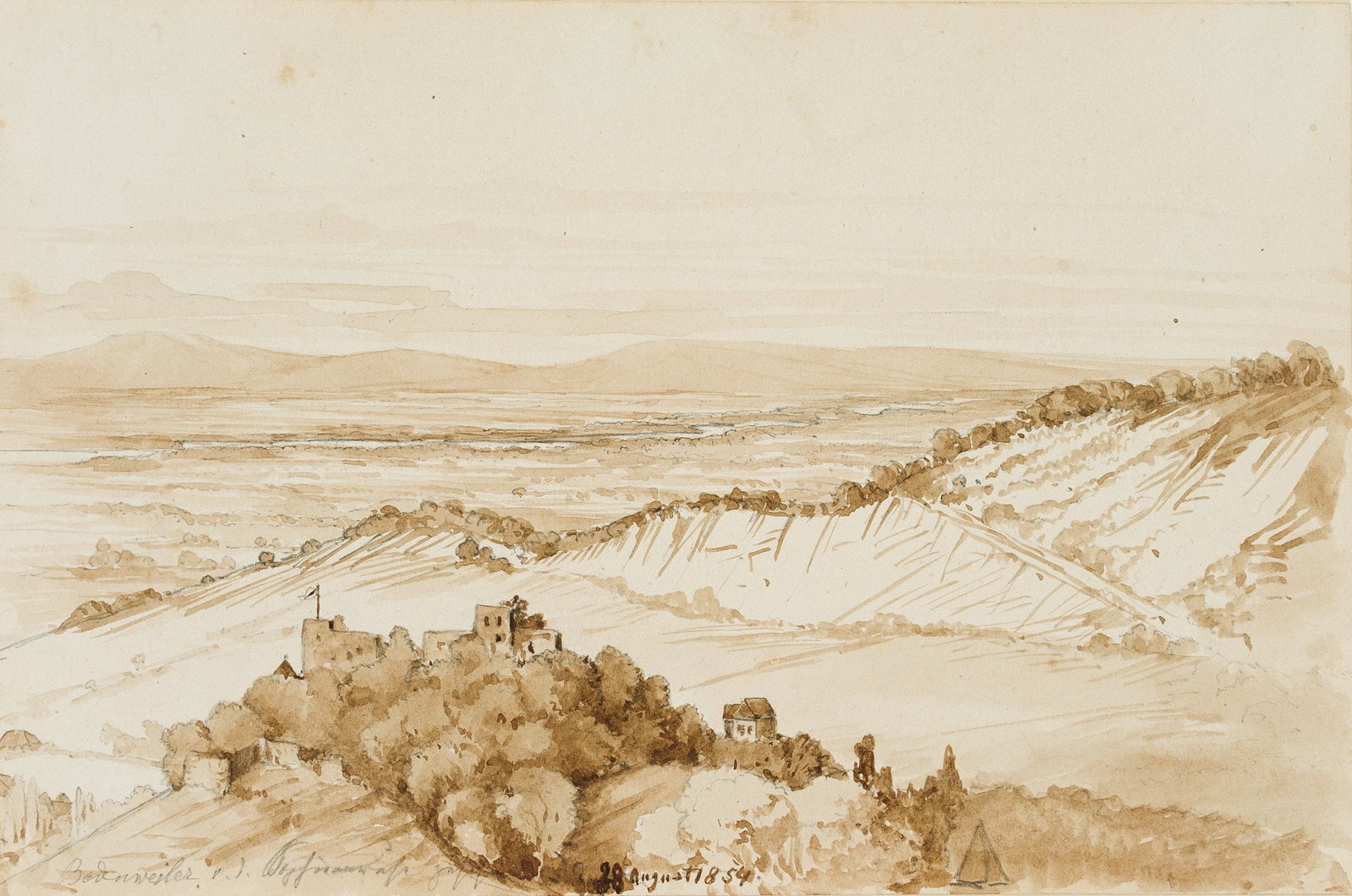M. SAVIGNY (1831-1905), Baden Castle near Badenweiler, 1854, Watercolor (1 of 5)