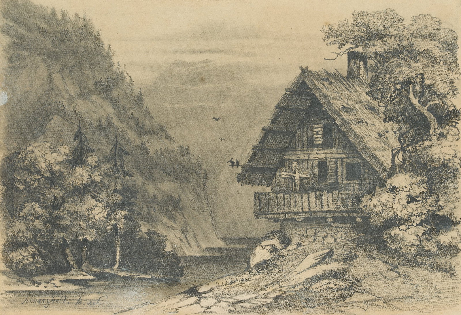 M. SAVIGNY (1831-1905), A secluded house in the Black Forest, around 1856, Pencil (1 of 5)