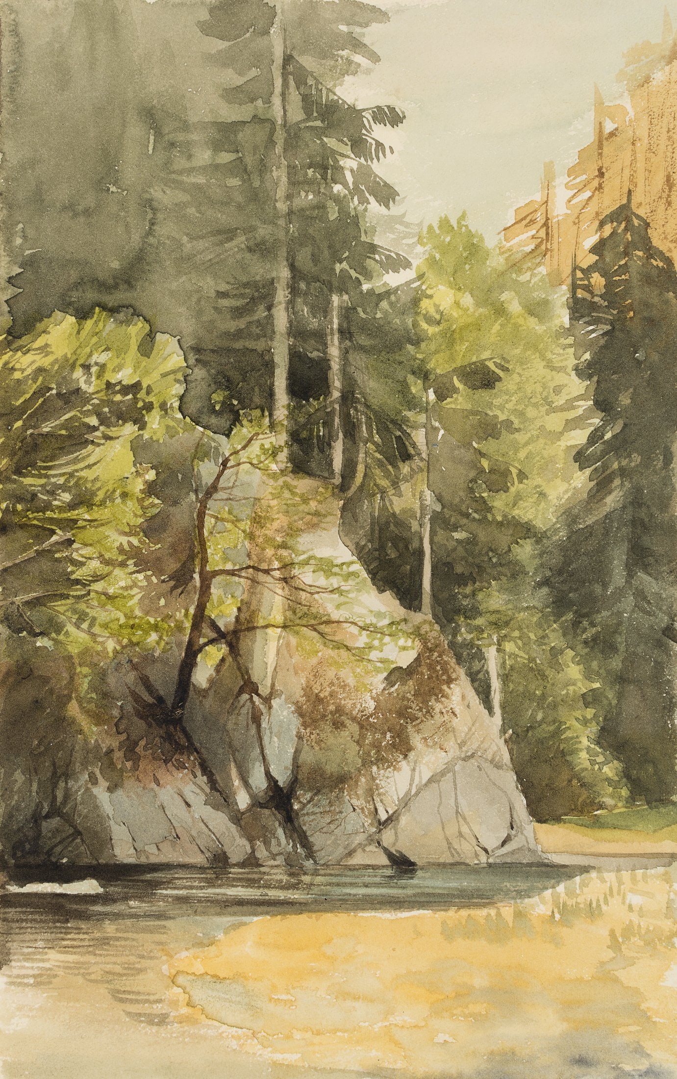 M. SAVIGNY (1831-1905), River flowing through a wooded valley, around 1890, Watercolor: Marie von Savigny (1831 Boitzenburg - 1905 ): River flowing through a wooded valley, c. 1890, Watercolor Technique: Watercolor on Paper Date: c. 1890 Description: Freda Sophie Karoline Marie von Savig