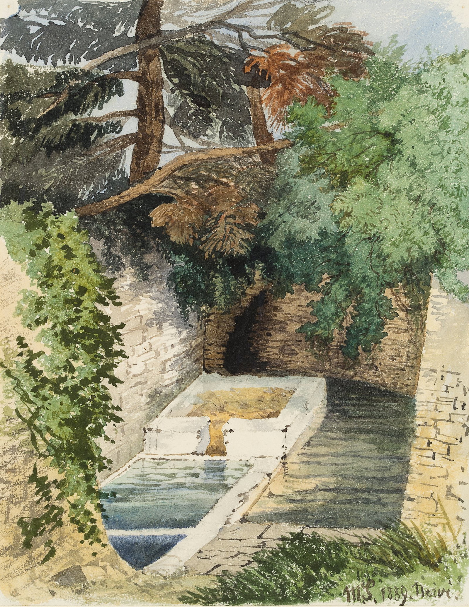 M. SAVIGNY (1831-1905), Woods near Nervi, Genoa, 1889, Watercolor (1 of 5)