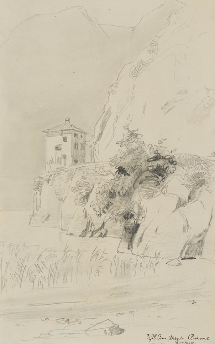 R. SCHICK (1840-1887), View of Monte Brione on Lake Garda, 1878, Pencil (1 of 7)
