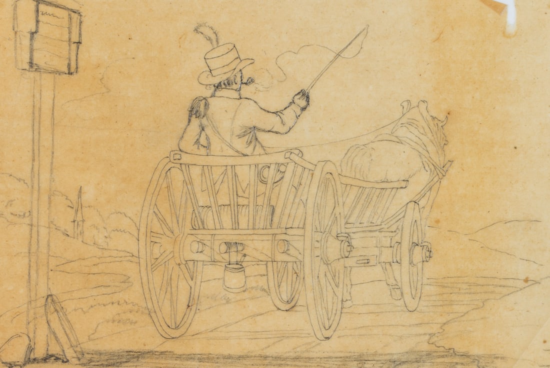 M. SCHWIND (1804-1871) Circle, A coachman in a ladder cart, around 1840, Pencil (1 of 4)