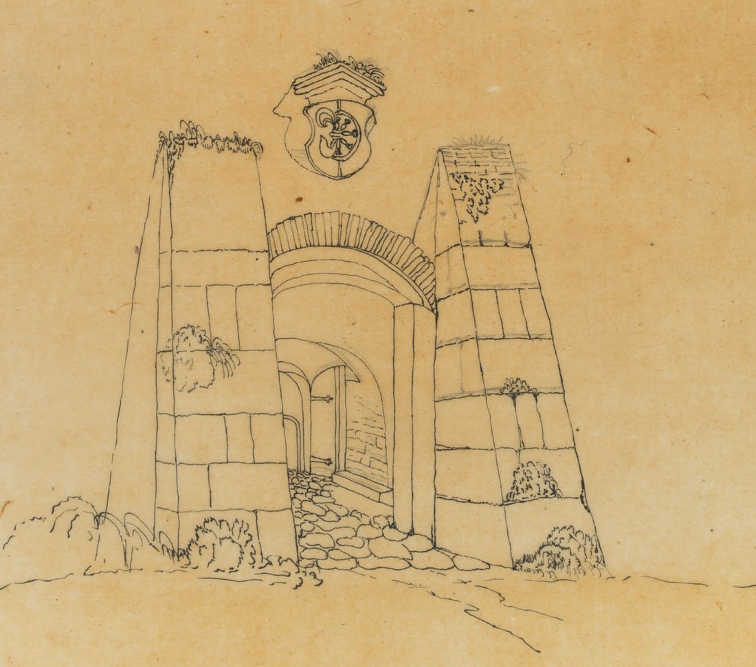 M. SCHWIND (1804-1871) Circle, Entrance to the dungeon, around 1840, Pen drawing (1 of 4)
