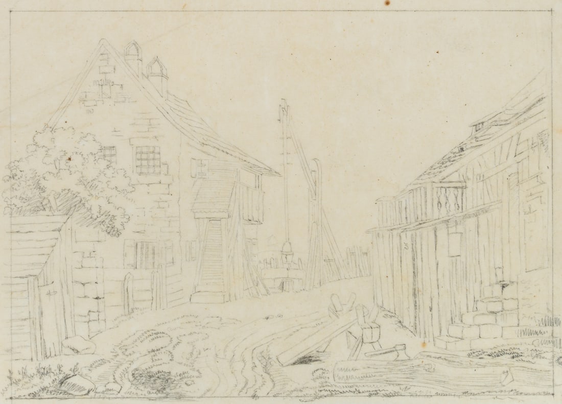 M. SCHWIND (1804-1871) Circle, Abandoned farm, around 1840, Pencil (1 of 4)
