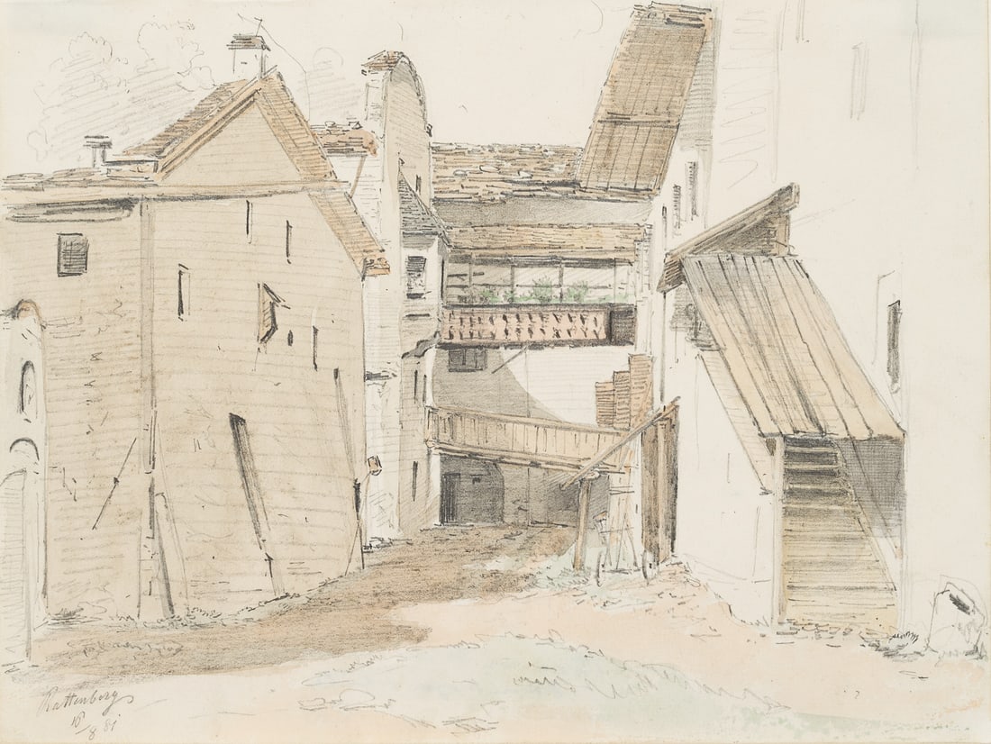 T. SENDTNER (19th), View of the farmstead in Rattenberg am Inn, 1881, Pencil (1 of 5)