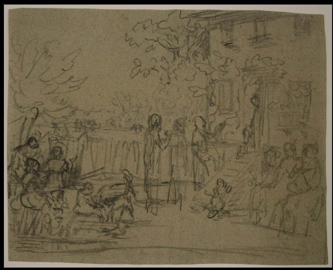 J. TISCHBEIN (*1722) Circle, Rural scene, sketch, Pencil (1 of 7)