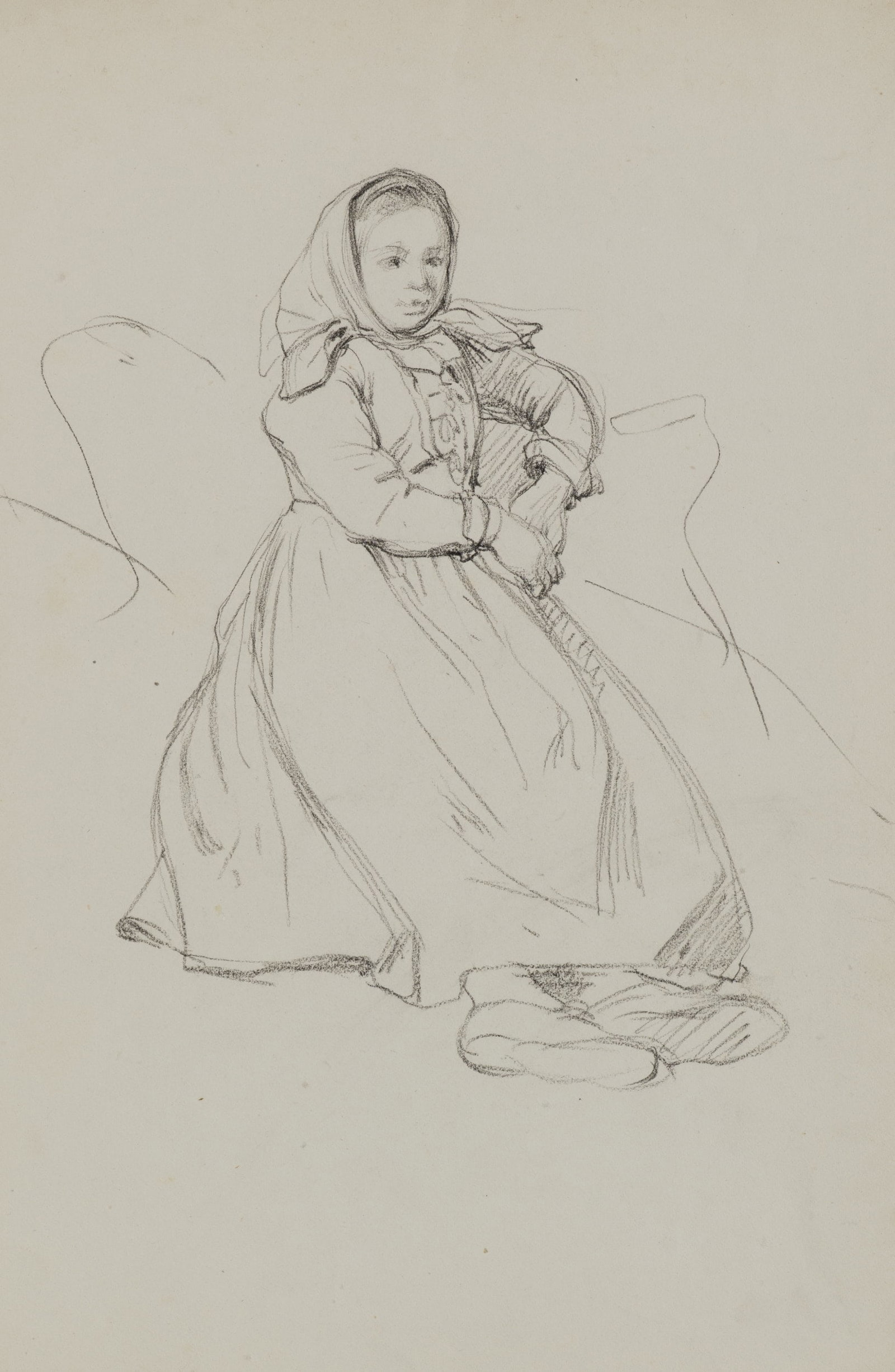 A. VIOLLET-LE-DUC (*1817), Seated woman, Pencil (1 of 5)